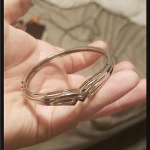 14 k white gold bangle bracelet with safety clasp